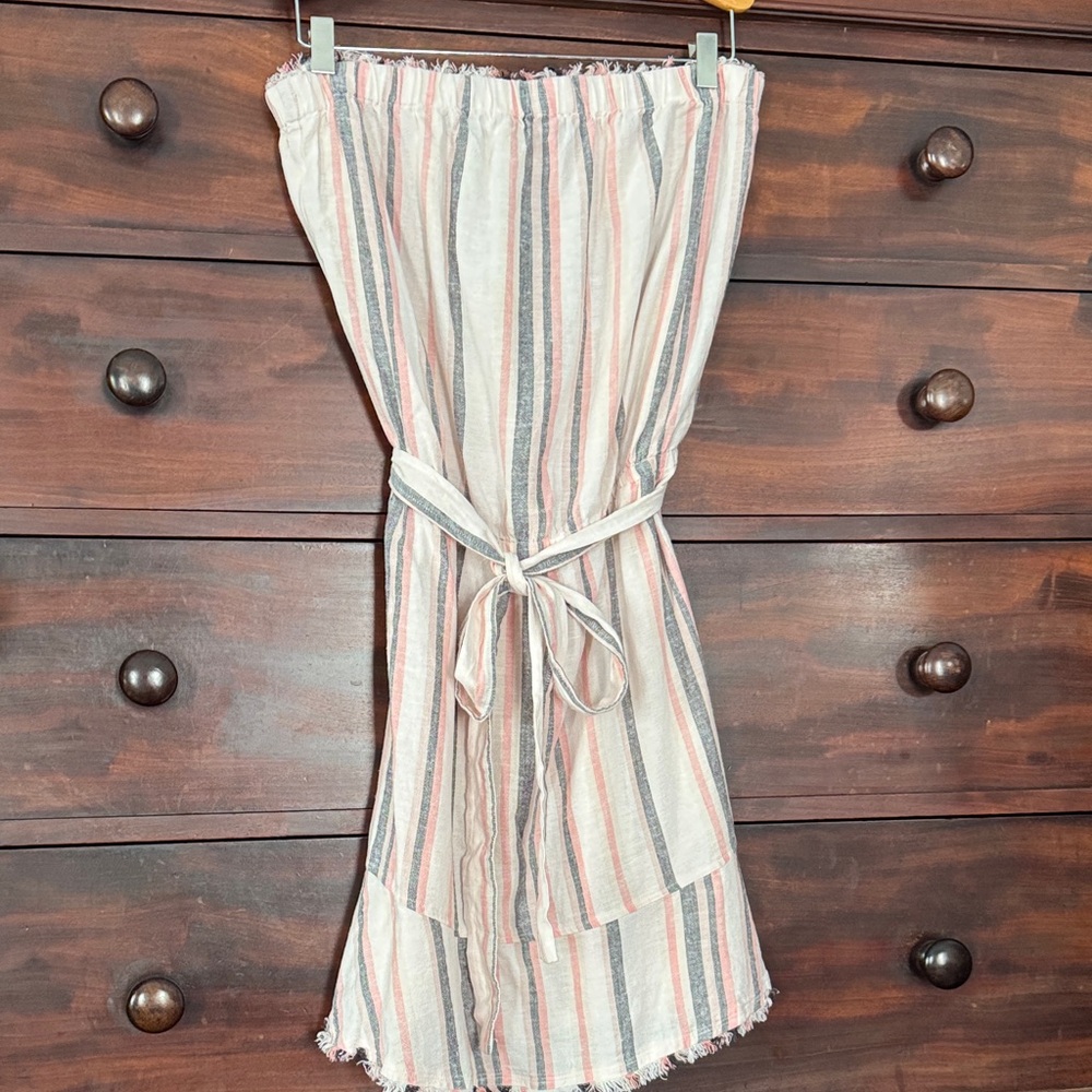 Cloth & Stone Striped Mini Dress - Pink, Grey, Cream